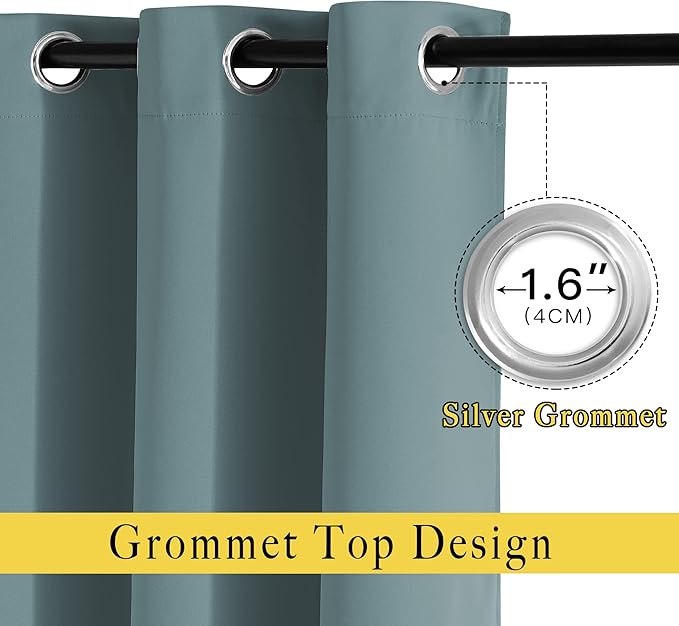NICETOWN Greyish Blue Blackout Bedroom Curtains, Energy Saving Thermal Window - Image 2