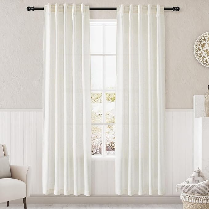 Nanspring Cream 80 inch Linen Curtains by Nanspring