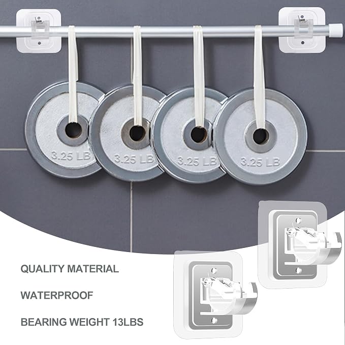Codoule Self Adhesive No Drill Adjustable Curtain Rod Holder Hooks Brackets - Image 5
