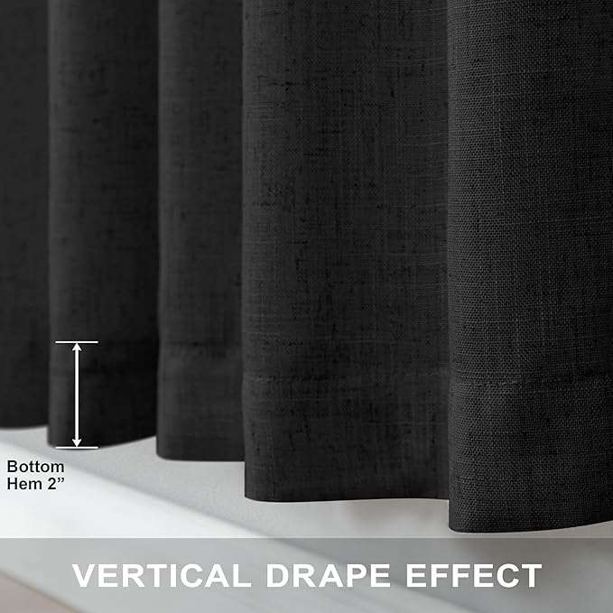 Pitalk Black Linen Curtains 90 Inches Long - Image 5