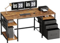 Ｍａｉｈａｉｌ Maihail Home Office Desk with Drawers Adjustable Shelves, 59 inch Writing Desk with File Cabinet, Large Computer Desk with Storage, Rustic Brown