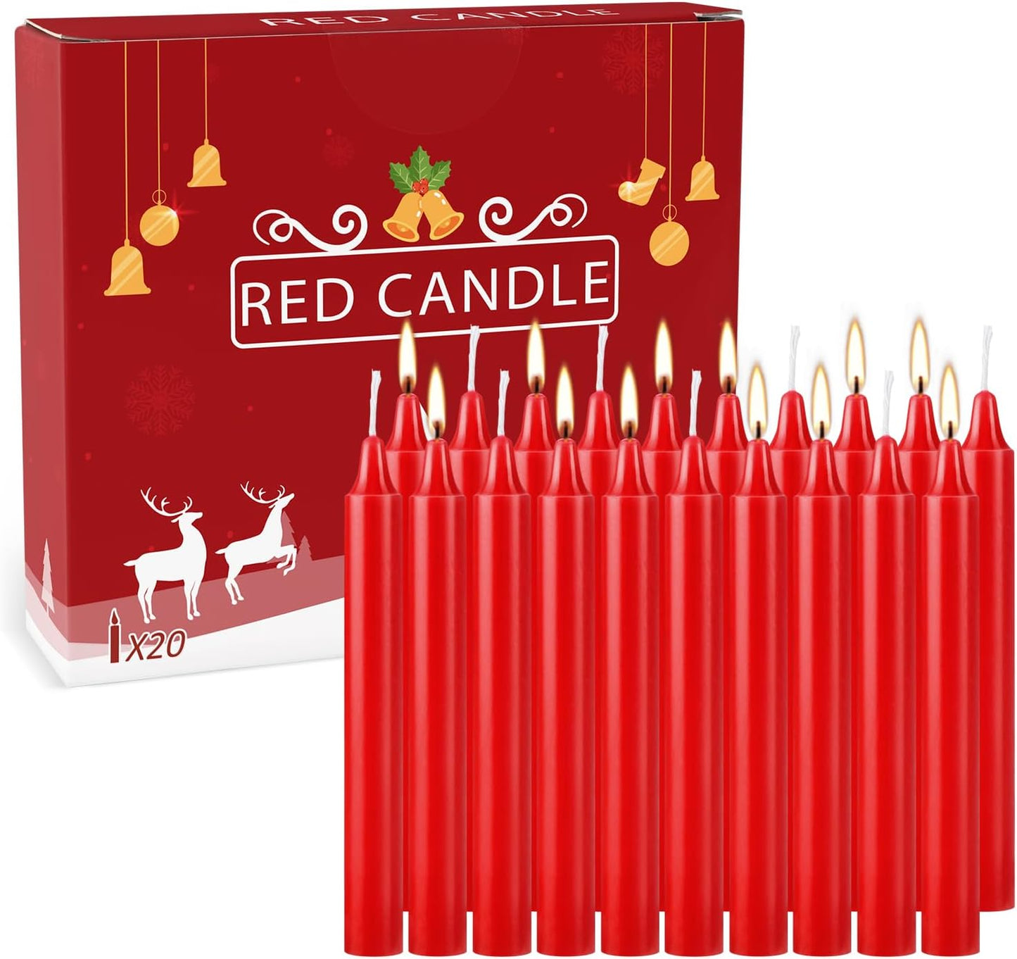20PCS 4-inch Red Taper Candles for Decorative Use - Perfect for Christmas Events and Celebrations