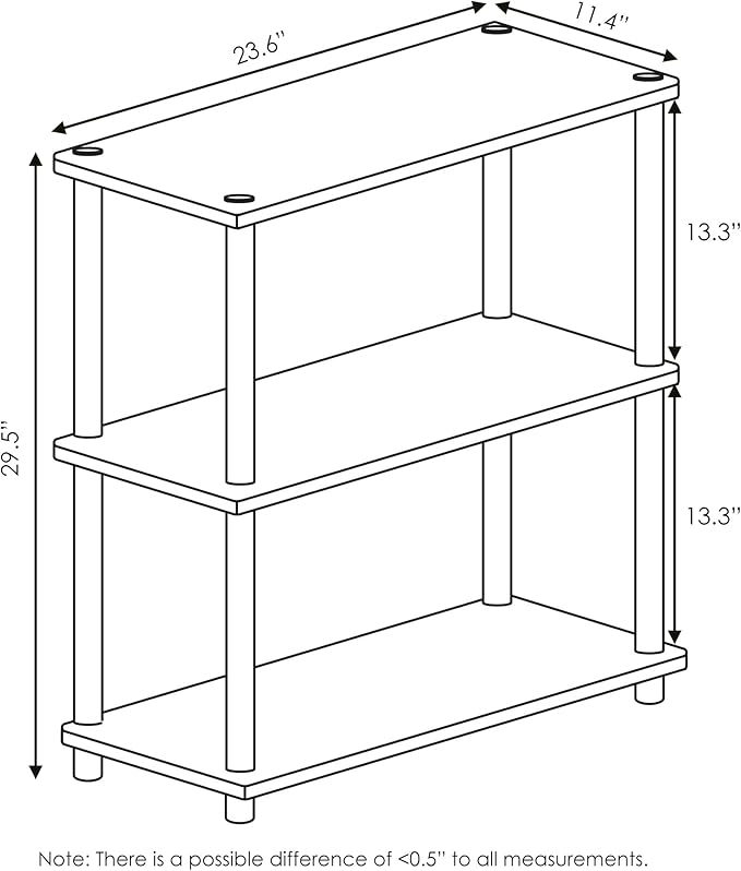Furinno Turn-N-Tube 3-Tier Compact Multipurpose Shelf Display Rack, Light Blue/White