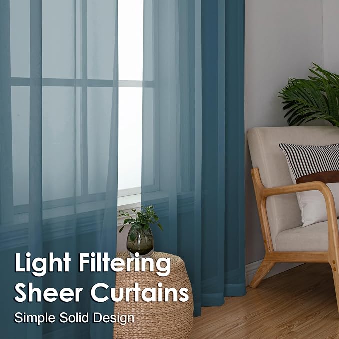 OVZME 2 Pieces Dusty Blue Sheer Curtains 84 inches Long-Lightweight Soft Window - Image 5