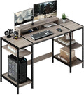 Computer Gaming Desk with Monitor Stand, Home Office Desk Suitable for 2 Monitors, Writing Desk with Adjustable Storage Space,Sturdy and Durable Modern Small Desk (Grey, 55 inchs)