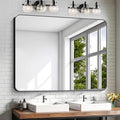 KOCUUY 40"x48" Large Rectangle Vanity Mirror, Black Metal Frame Mirror with Rounded Corner, Modern Design of Upgraded Shatterproof Glass for Bathroom, Bedroom, Living Room, Entryway