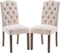 Tufted Upholstered Parsons Dining Chair Set Fabric Diner Accent Stylish Modern Kitchen Living Room with Button Sturdy Solid Wood Legs