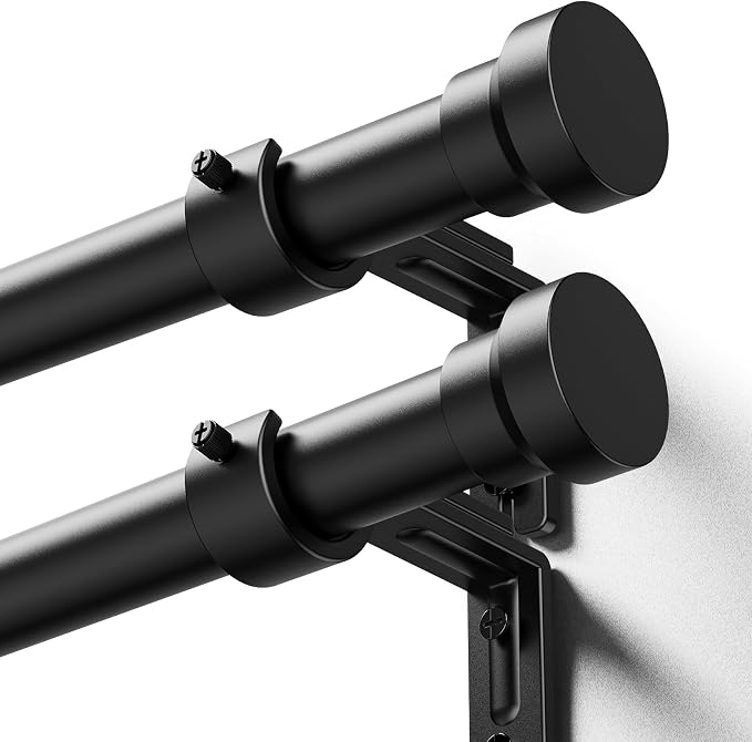 YaFex Curtain Rods 2 Pack 32-144 Inch, Heavy Duty 1 Inch Curtain Rod, Modern by YaFex