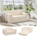 MeMoreCool Convertible Sofa Bed, Pull Out Loveseat Sleeper Sofa Beige, Small Boneless Cloud Couch Bed for Adults, Fold Out Foam Love Seat, Corduroy Folding Floor Couch for Bedroom