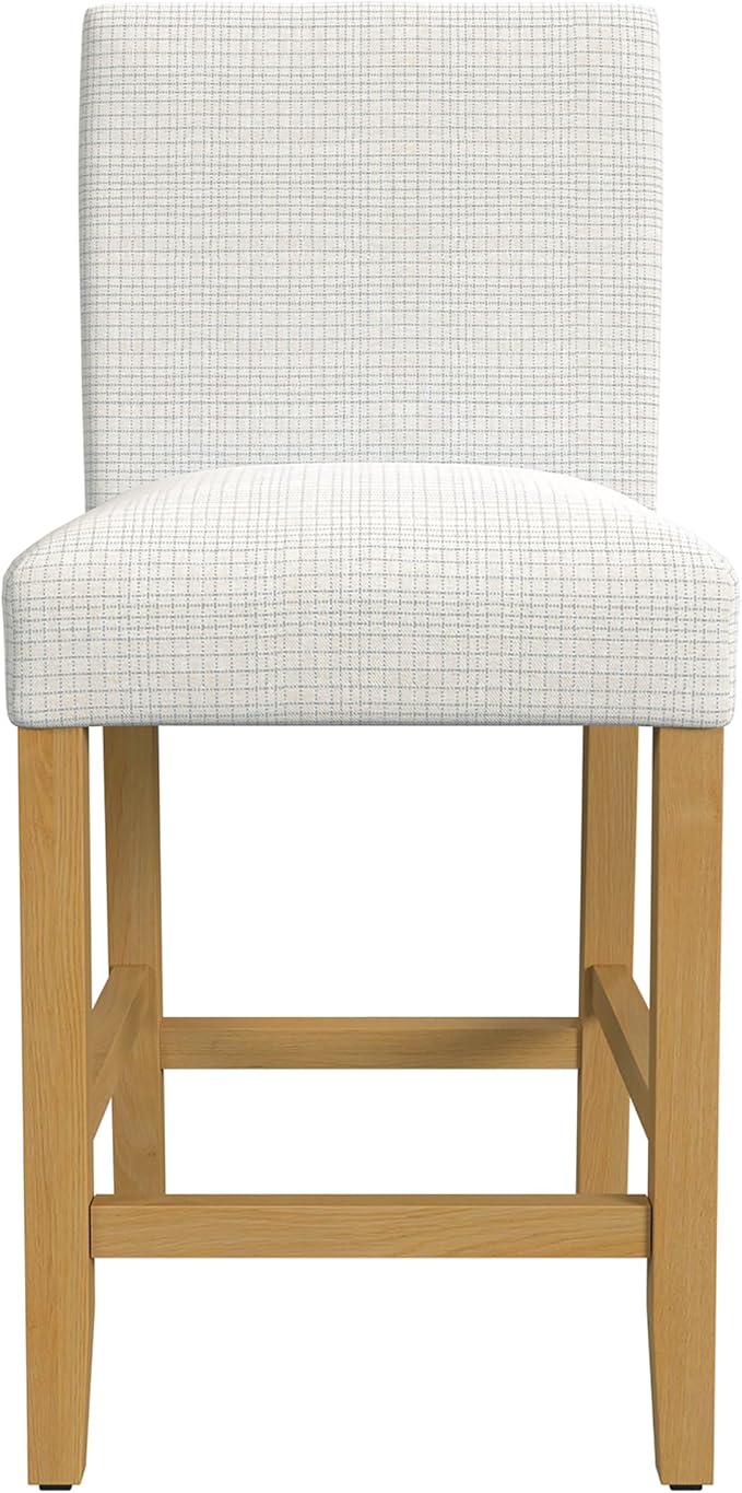 HomePop Home Decor | Classic Counter Height Bar Stools | 24 Inch Bar Stools | Decorative Home Furniture, Cream Grid Pattern