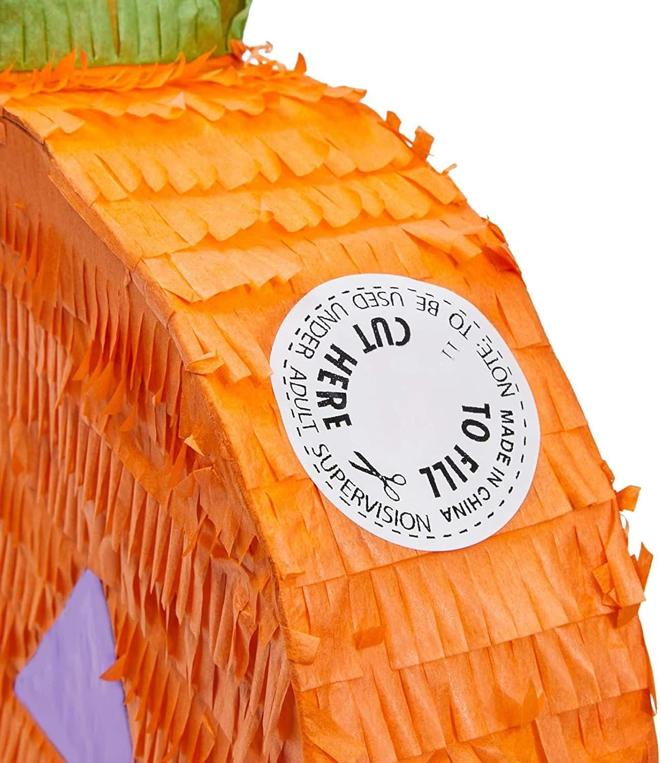 Halloween Pinata Jack-O-Lantern Pumpkin - 17 x 13 x 3 in, Orange, Corrugated Paper - 3 Pull Strings for Candy Favors & Easy Fill & Hang - Pumpkin Piñatas - Halloween Party Supplies