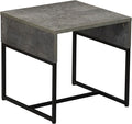 Household Essentials Wrap Square Side End Table Rustic Slate Concrete and Black Metal