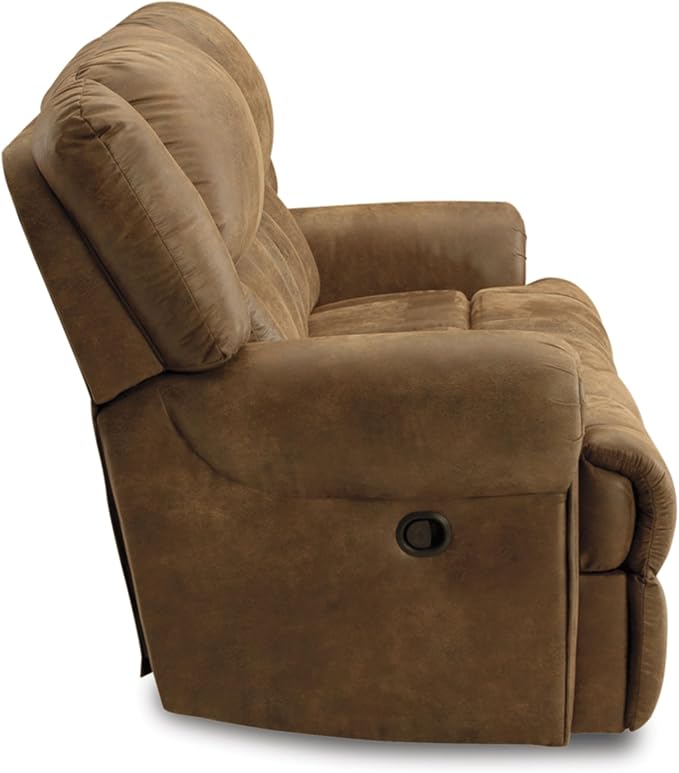 Signature Design by Ashley Boothbay Classic Faux Leather 2 Seat Manual Reclining Sofa, Dark Brown