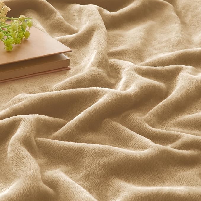 BEDELITE Fleece Blankets Queen Size Light Camel Throw Blankets - Image 4