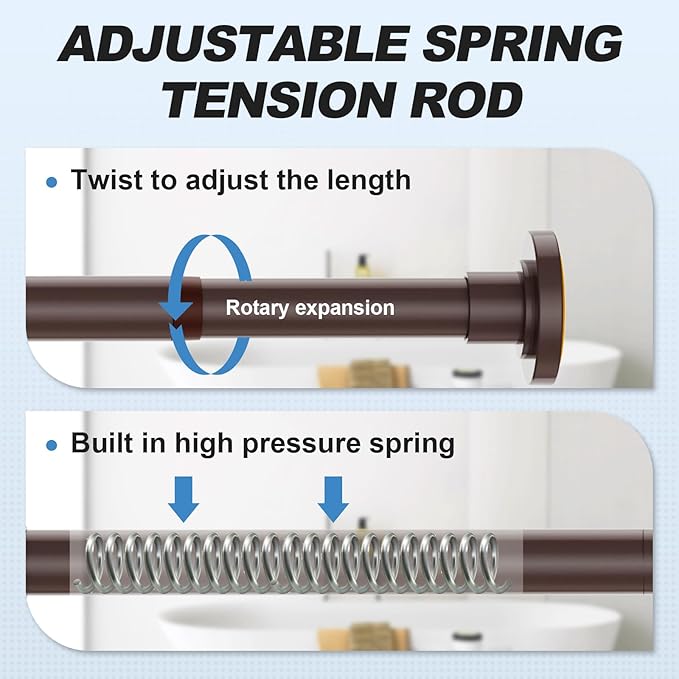 CorkLatta Bronze Shower Curtain Rod 31 to 80 Inch, 1 Inch Diameter Adjustable - Image 2