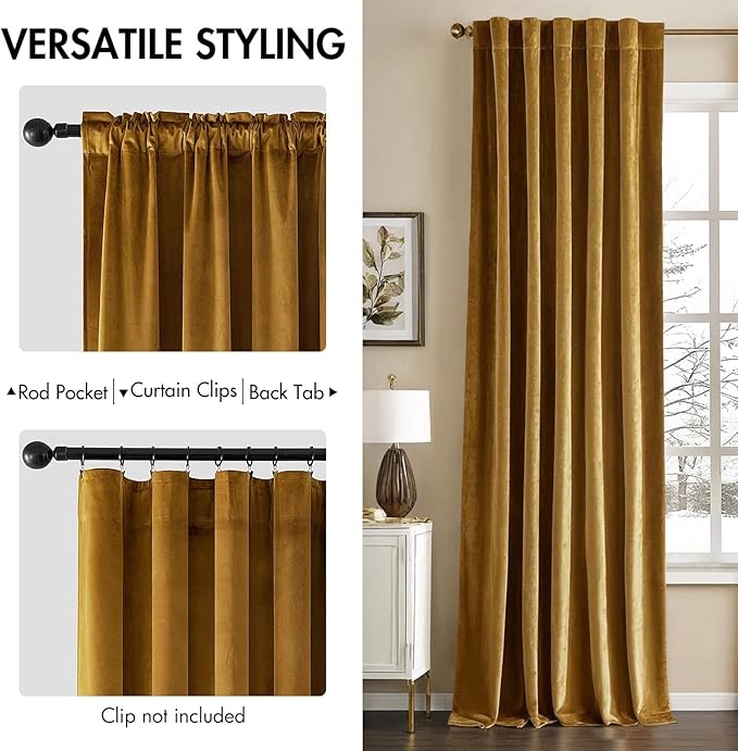 MIULEE Velvet Curtains 72 Inch Wide - Image 2