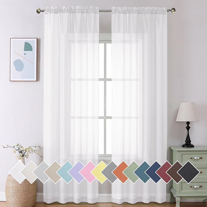 Aiyufeng Voile Sheer Window Curtains 120 inch Extra Long, Rod Pocket Elegant by Aiyufeng