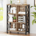 FATORRI 6 Cube Storage Organizer Shelf, Wood and Metal Cubby Bookcase, Industrial 4 Tier Cube Bookshelf (Rustic Oak)