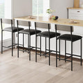 GarveeHome Bar Stools Set of 4, Upholstered Counter Height Bar Stools with Backrest and Footrest, Kitchen Barstools for Island, Counter Bar, Easy Assembly, Rustic Gray