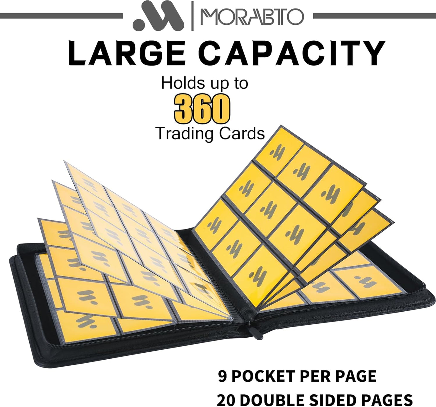 Card Binder 9 Pocket,Trading Card Binder Holds up to 360 Cards with 20 Sleeves,Zipper Card Holder Album Compatible with TCG Card/Game Cards/Sports Card