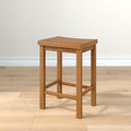 Grain & Grove Smith Collection Solid Wood Counter Height Bar Stool, 24-Inch Saddle Seat Backless Stool, Ideal for Kitchen Island, Dining, or Home Bar Seating, Pecan