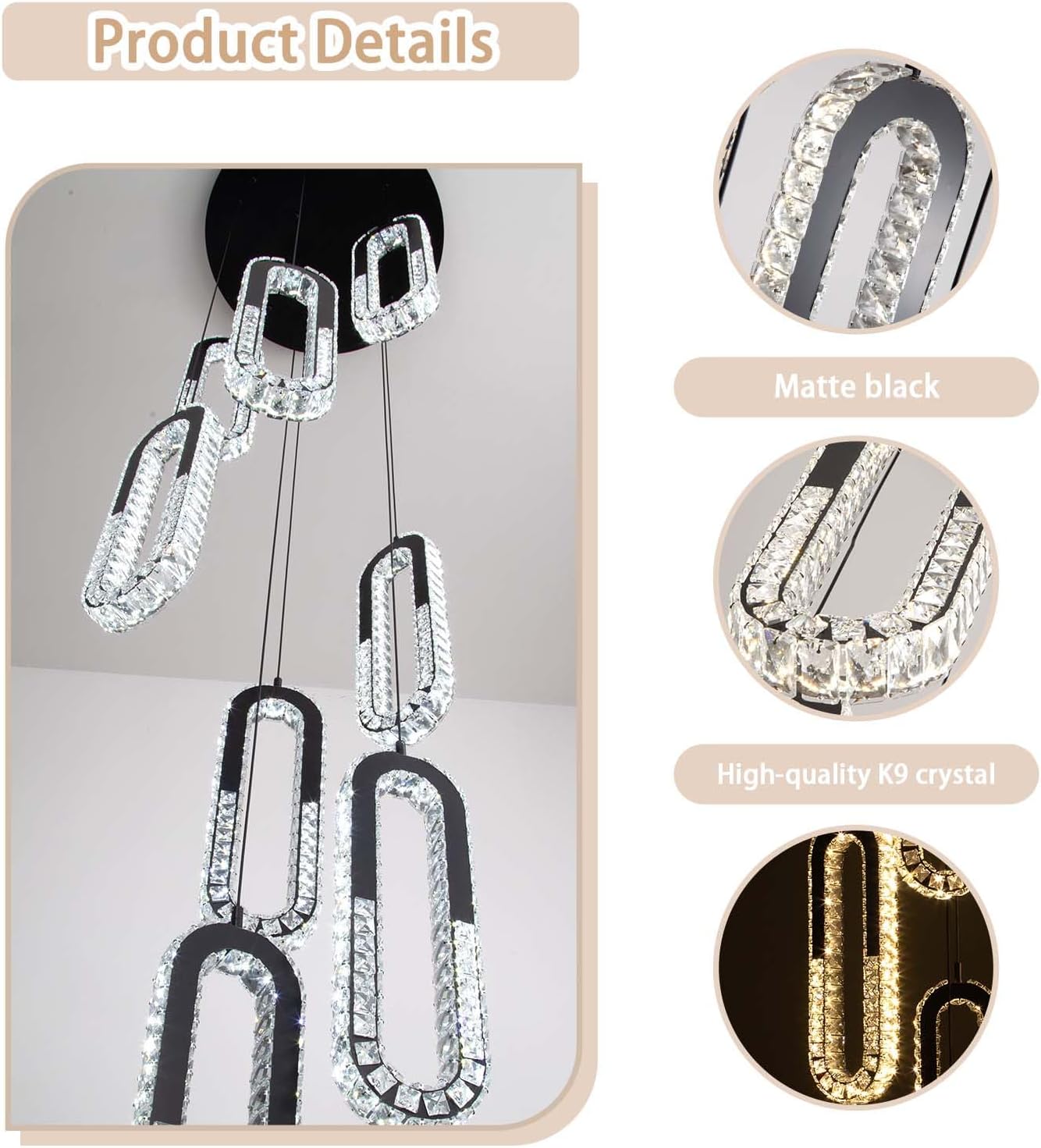 Modern Pendant Lighting 1-Light Chandelier Black Pendant Light Indoor Hanging Light Fixture for Kithchen Island Dinning Room Bedroom