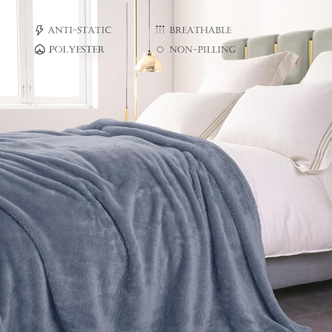 Exclusivo Mezcla Plush Fuzzy Fleece Bed Blanket Queen Size, Super Soft - Image 5