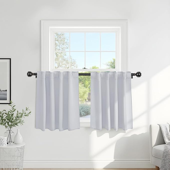 Pony Dance Short Curtains for Bathroom Window, Half Drapes for Kitchen Window by PONYDANCE