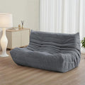 Fireside Loveseat Mid-Century Armless Sofa — Twin-Size Floor Lounger in Soft Premium Corduroy, Foam-Filled Accent Chair for Living Room or Bedroom (Grey, Two Seater)
