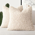 Foindtower 2 Pieces 22x22 Inch Cream Beige, Faux Fur Throw Pillow Cover Accent Sherpa Furry Pillow Covers Fuzzy Soft Pillowcases Cozy Sheepskin Decorative Fleece Cushion Case for Bed Couch Living Room