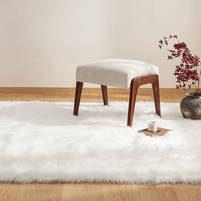 Ashler faux fur rug, Fluffy Shaggy Area Rug Ultra Soft 6 x 9 Feet Rectangle Fur - Image 4
