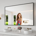 Bathroom Mirror 36x55 Black Bathroom Wall-Mounted Mirrors, Modern Vanity Mirror for Bedroom, Living Room, Aluminum Alloy Frame Allow to Hang Horizontally or Vertically