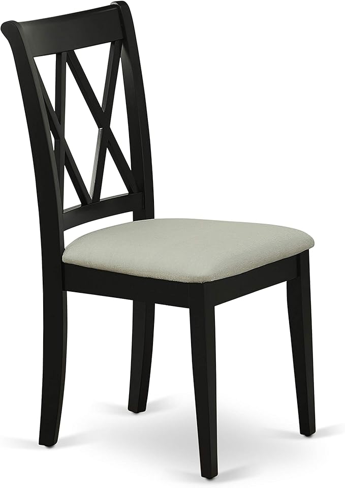 East West Furniture SHCL5-BLK-C 5 Piece Dinette Set for 4 Includes a Round Kitchen Table with Pedestal and 4 Linen Fabric Kitchen Dining Chairs, 42x42 Inch, Black