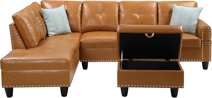 Halibur Sectional Sofa or Couch with Ottoman for Living Room, Apartment, Bedroom, Office