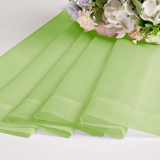 OWENIE Lime Sheer Curtains for Bedroom Living Room 54 Inch Length 2 Panels Set - Image 7
