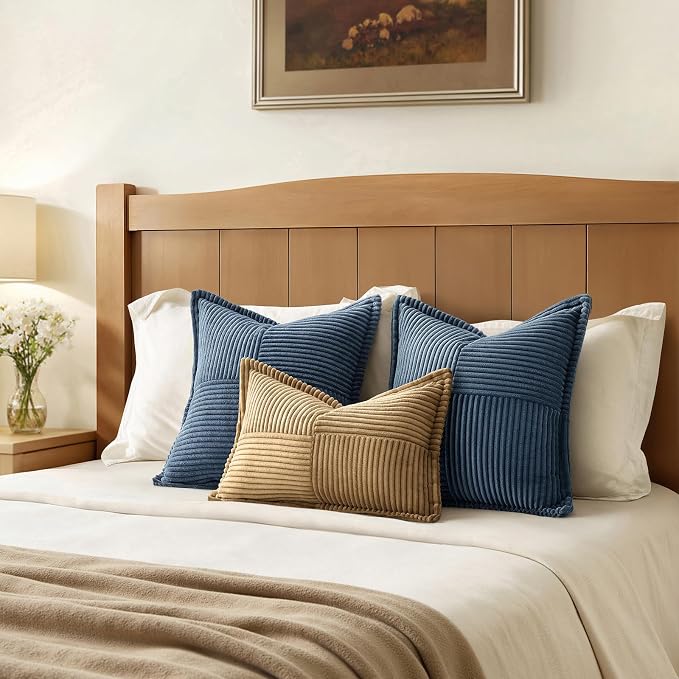 MIULEE Blue Corduroy Pillow Covers 16x16 Inch - Image 6