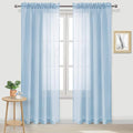 DWCN Sky Blue Sheer Curtains Semi Transparent Voile Rod Pocket Curtains by DWCN