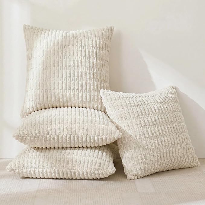 Fancy Homi 4 Packs Boho Cream Decorative Throw Pillow Covers 24x24 Inch - Image 2