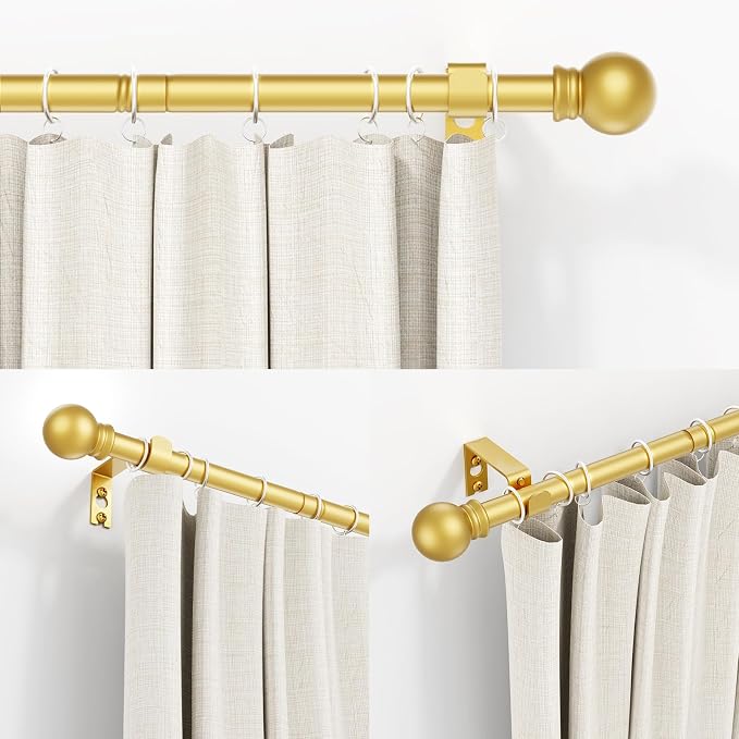 Thestoa Gold Curtain Rods for Windows 30-62 Inch, 5/8" Stainless Steel Small - Image 2