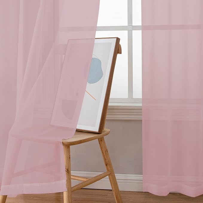 Chyhomenyc Sheer Curtains 45 Inch Long 2 Panels, Short Voile Drapes - Image 4