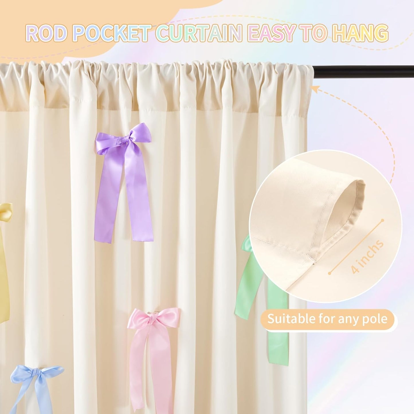 Ivory Backdrop Curtain: 5.8×8ft Backdrop Solid Color Wrinkle Resistant Background - Bridal Shower Wedding Graduation Ceremony Decoration