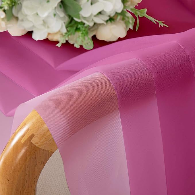 Lecloud Hot Pink Sheer Curtains 72 Inches Long 2 Panels, Solid Voile Light - Image 7