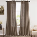 Light Brown Linen Curtains 120 Inch Extra Long by Nanspring