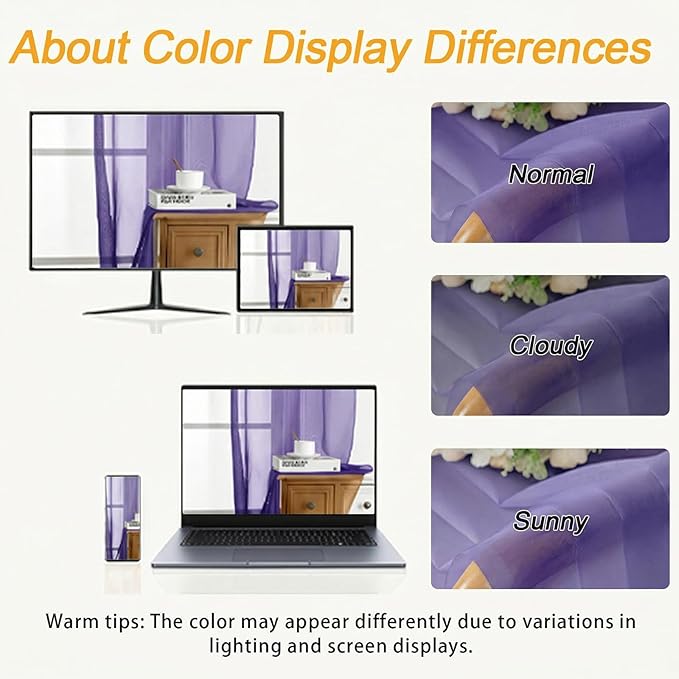 Gwine Sheer Curtains for Living Room 45 inch Length - Image 3