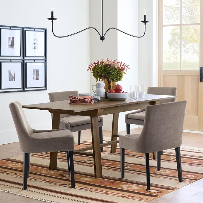 COLAMY Modern Dining Chairs Set of 4, Upholstered Corduroy Accent Side Leisure Chairs with Mid Back and Wood Legs for Living Room/Dining Room-Camel