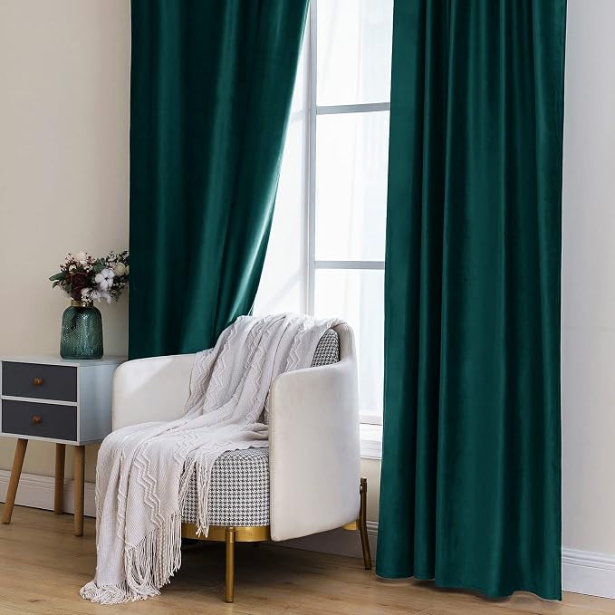 MIULEE Velvet Curtains 90 inches 2 Panels Luxury Blackout Curtains - Image 7