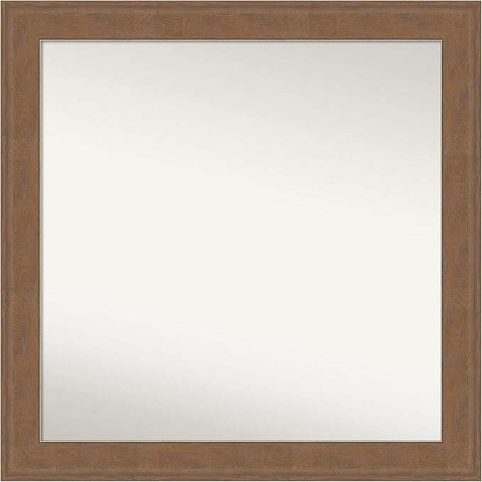 Amanti Art Grey Bathroom Mirror for Over Sink, 31x31 Alta Brown Grey Square Vanity Mirror, Large Country Rustic Frame, Hangs Horizonally and Vertically, Bathroom Wall Decor, Non-Beveled Edge