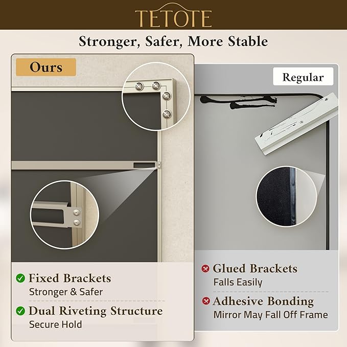 TETOTE Brushed Nickel Mirror for Bathroom Sink 30" x 36" Beveled Frame Brushed Nickel Vanity Rectangle Mirror for Bathroom Wall, Modern Farmhouse, Tempered Glass, Shatterproof, Stronger Frame