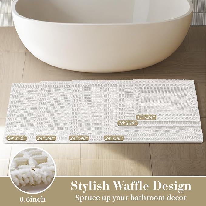 RESARE Waffle Bath Mat, Super Absorbent Non Slip, Machine Washable, Ultra Soft - Image 5