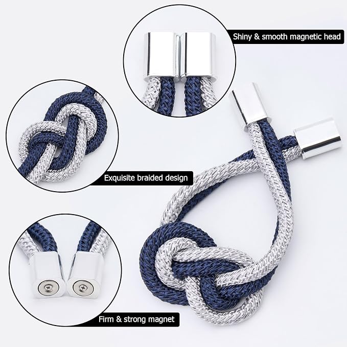 NICEEC 2 Pack Mini Magnetic Curtain Tiebacks Nordic Simple Style Drape Tie - Image 3